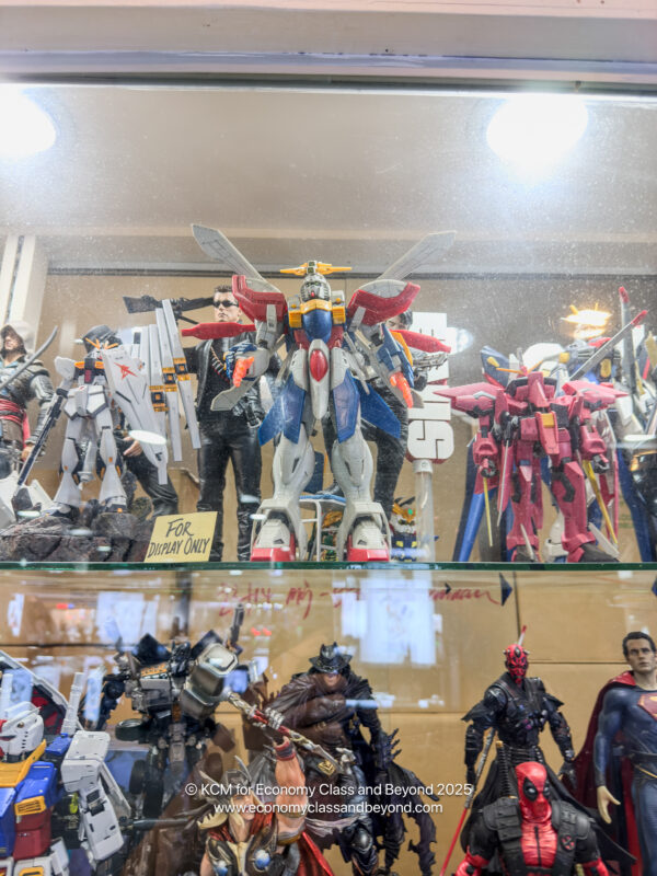 a display case with action figures