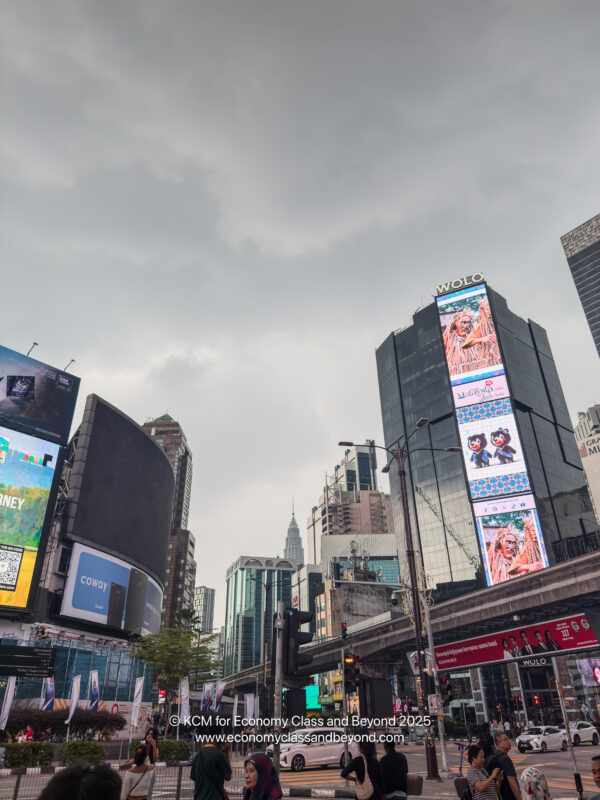 a city street with tall buildings