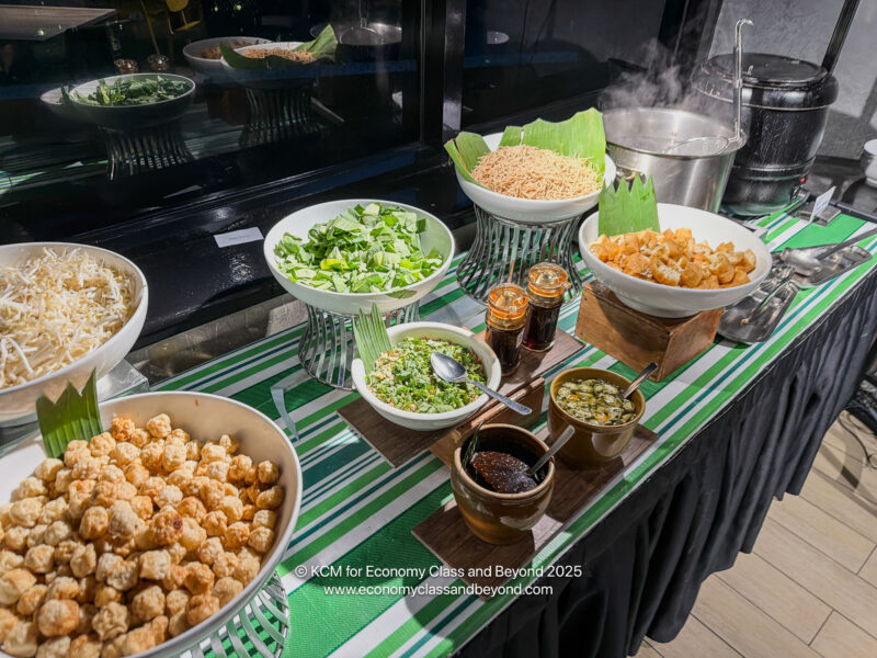 a table with bowls of food