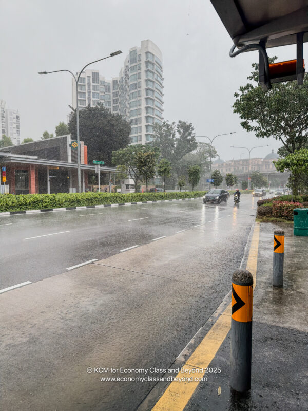 a road with rain on it