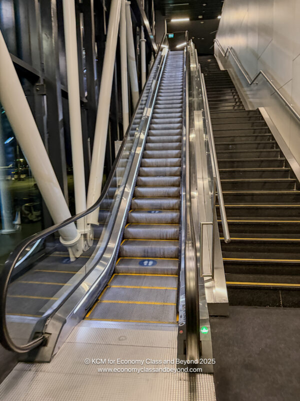 an escalator in a building