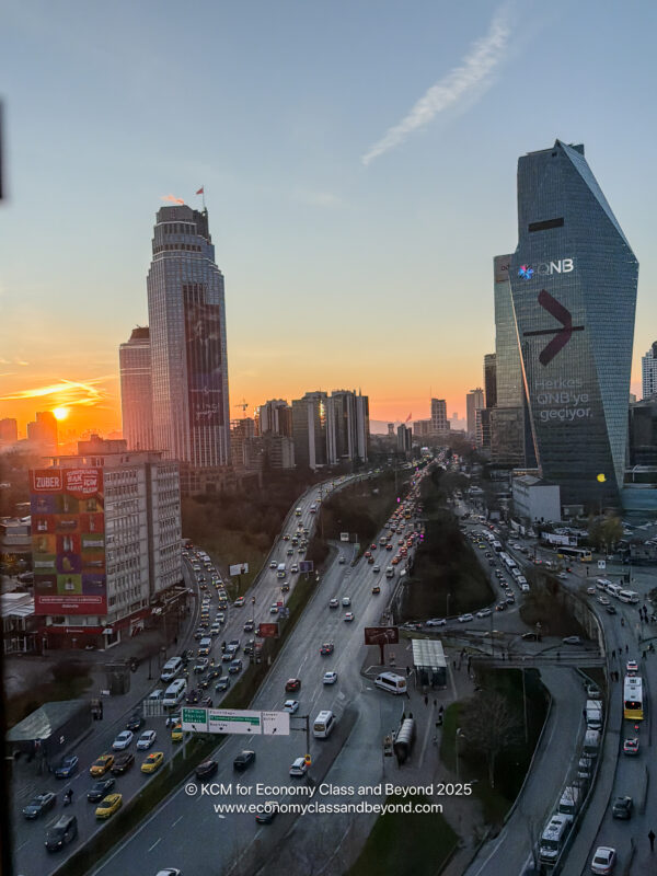 a city with many cars and buildings