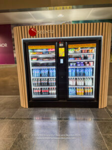 a beverage cooler with drinks in it