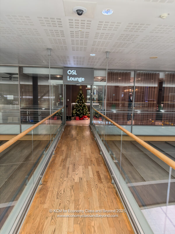 a walkway leading to a lounge