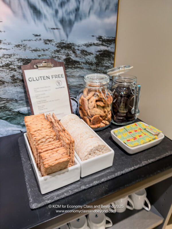 a table with food and a menu