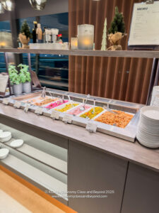 a row of food items on a counter