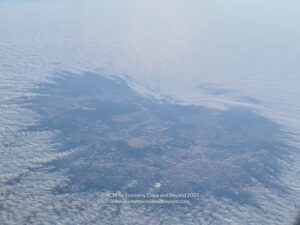 aerial view of a city from an airplane