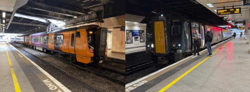 West Midlands Trains - Class 730 - Left, West Midlands Railway, Class - Right, London North Western Class 350 - Image, Economy Class and Beyond