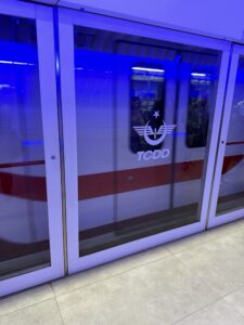 a glass door with a logo on it