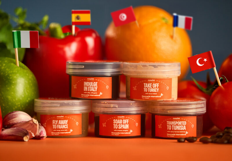  The partnership introduces five sausage roll dipping sauces inspired by new easyJet holidays destinations including Sangria, Affogato, Harissa Ketchup, Tarte Tatin, and Kebab, offered across all international easyJet flights from Newcastle Airport today and across the city.