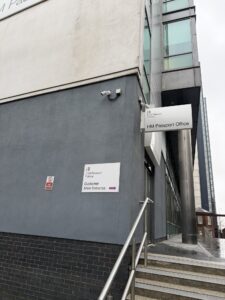 a building with a sign on the side
