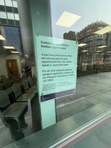a sign on a window