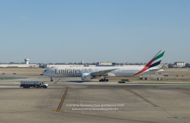 Emirates Boeing 777-300ER taxiing at Chicago O'Hare International Airport - Image, Economy Class and Beyond