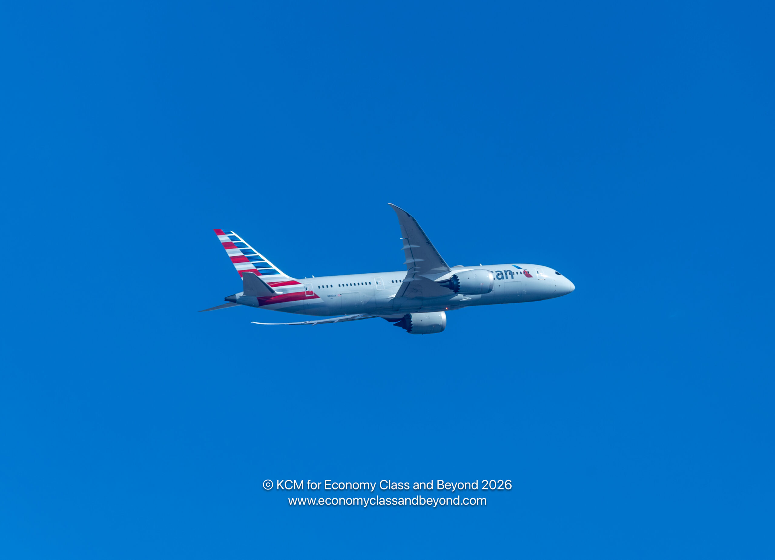 boardingarea.com - Kevincm - Airplane Art - American Airlines Boeing 787-8 climbing out of Chicago O'Hare International - Economy Class & Beyond