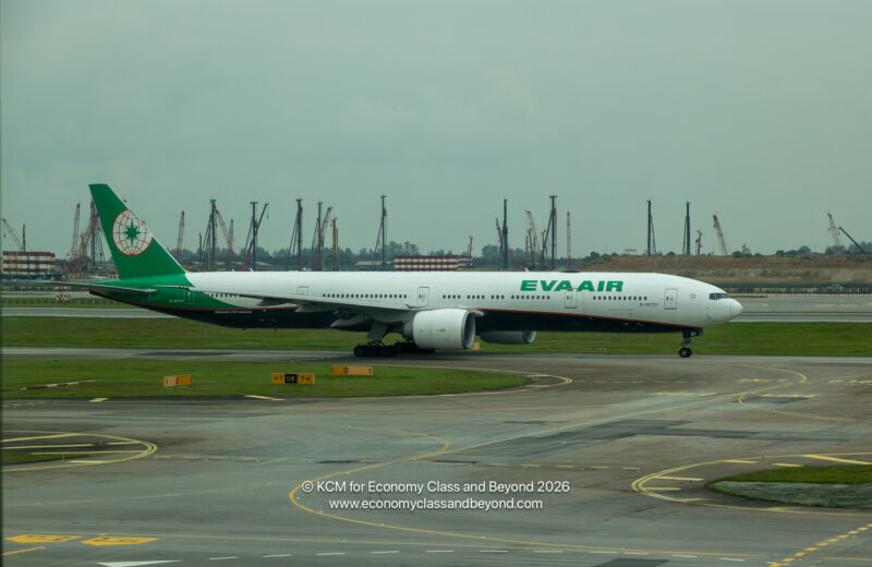 EVA Air Boeing 777-300ER taxiing at Singapore Changi Airport - Image, Economy Class and Beyond