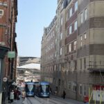 Trams going up and down Hill Street, Birmingham