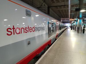Stansted Expres train at Stansted Airport - Image, Greater Anglia