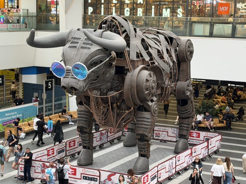 Ozzy the Bulll, with Ozzy Glasses at Birmingham New Street Station 