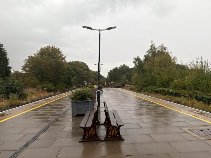 Solihull station in the rain 